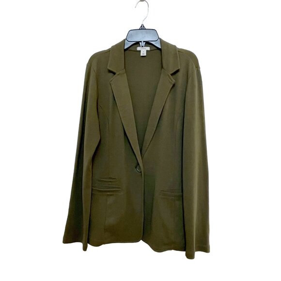 Caslon Olive Green Cotton Blazer | Women’s Medium | Lightweight Jacket - Picture 1 of 9